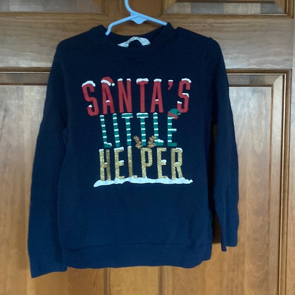 H&M 5t/6 Christmas sweater. Santa’s Little Helper with reindeer antlers. - Picture 4 of 7